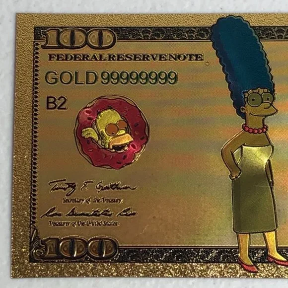 Marge Simpson Gold Bank Note Novelty Souvenir Collectible Simpsons Cartoon - Picture 2 of 8